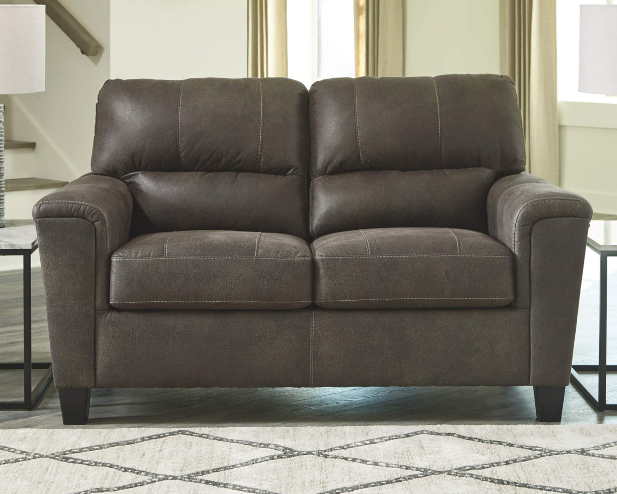 Signature Design by Ashley Navi Faux Leather Modern Loveseat, Gray Signature Design by Ashley