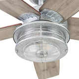 Honeywell Ceiling Fans Foxhaven Farmhouse 52 Inch Ceiling Fan with Light, Outdoor Fan/Indoor Dual-Mount LED Ceiling Fan, 5 Blades, Ebony and Silver Oak Blade Finish Options, Galvanized (51631-01) Honeywell Ceiling Fans