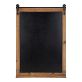 Kate and Laurel Cates Modern Farmhouse Barn Door Wood Framed Chalkboard, Rustic Brown Kate and Laurel
