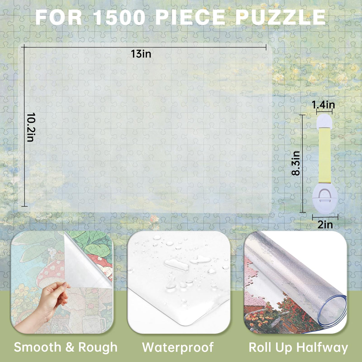 XGKHOM 1500 Pieces Puzzle Board Cover Mat, 34"x26" Jigsaw Puzzle Table Cover with Locking Buckles, Transparent and Frosted Replacement Cover (Cover Mat Only) XGKHOM