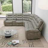 Power Air Leather Reclining Sofa with LED,Leather Recliner Sectional Couch for Living Room, Reclining Couches with Cup Holders Hide-Away Storage (Grey, Sectional) Pon Living Furniture Inc