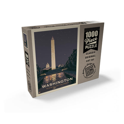 MyPuzzle Washington DC: Reflections of Freedom, Vintage Poster - Premium 1000 Piece Jigsaw Puzzle for Adults