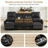 DRMBOOK 96'' RV 4 Seater Recliner Sofa, Faux Leather Three Camper Couch 4 Seater Recliner, Home Movie Theater Seating Chair, 4 Person Push Back Recliners for Living Room, Black DRMBOOK