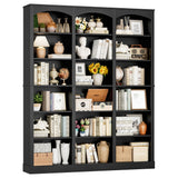 FACBOTALL 71" Triple Wide Bookshelf, 6 Tier Tall Bookshelf, Large Book Shelf with Curved Baffle, 63.4" Wide Bookcase with 18 Open Display Shelves for Living Room, Study, Black FACBOTALL