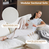 VINGLI 87" Convertible Sectional Sofa,L-Shaped Deep Seat Sofa Couch for Living Room,Modern 2-Seat Loveseat Sofa with Ottoman for Small Space(Creamy White, 87") VINGLI