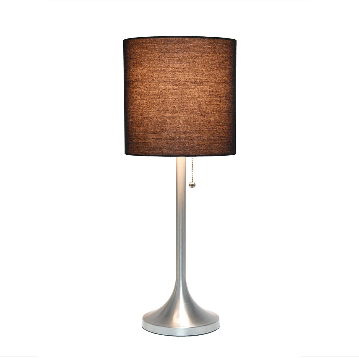 Simple Designs LT1076-BNB Tapered Fabric Drum Shade Table Lamp, Brushed Nickel and Black Simple Designs