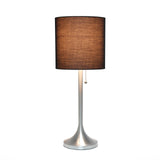 Simple Designs LT1076-BNB Tapered Fabric Drum Shade Table Lamp, Brushed Nickel and Black Simple Designs