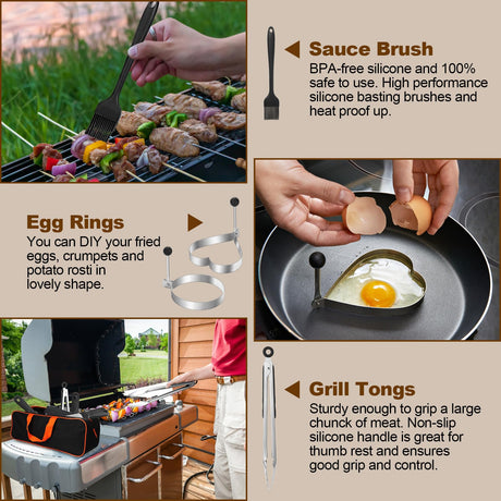 14PCS Griddle Accessories Kit, Flat Top Grill Accessories Set for Blackstone and Camp Chef, Grill Spatula Set with Enlarged Spatulas, Scraper for Outdoor Barbecue Deedro