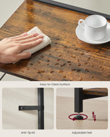 VASAGLE Bakers Rack with Power Outlet, 35.4 Inches Microwave Stand, Coffee Bar, 4 AC Outlets, with Adjustable Shelves, 8 S-Hooks, Basket, Spice Racks, Rustic Brown and Ink Black UKKS031K01 VASAGLE