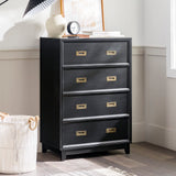 Walker Edison Orin Contemporary 4-Drawer Tall Solid Wood Dresser, 42 Inch, Black Walker Edison