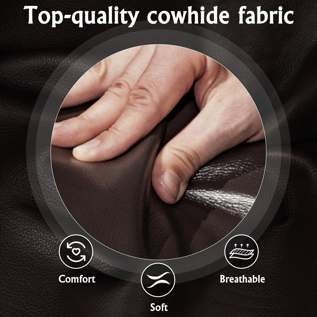 NMXUXMN Home Theater Seating,Top-Grain Leather Recliner Sofa, Zero Gravity Power Reclining Couch with Ambient LED Lights, Cup Holders & USB, Tray Table-Row of 3 with Drop Table Black NMXUXMN