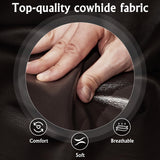 NMXUXMN Home Theater Seating,Top-Grain Leather Recliner Sofa, Zero Gravity Power Reclining Couch with Ambient LED Lights, Cup Holders & USB, Tray Table-Row of 3 with Drop Table Black NMXUXMN