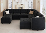 HONBAY Modular Sectional Sofa with Storage Ottomans Oversized U Shaped Couch with Chaises 8-Seater Sectional Sofa for Living Room, Black HONBAY