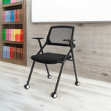 VACYOVKE Folding Conference Room Chairs Set of 2 Black Guest Reception Chair for Office, Waiting Room, Meeting, Lobby, Church VACYOVKE