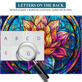 Stained Glass Puzzle for Adults 1000 Pieces, Lotus Flower Puzzles 1000 Pieces Art, Impossible Hard Challenging Puzzles, Colorful Stained Glass Jigsaw Puzzle Waterlily PICKFORU