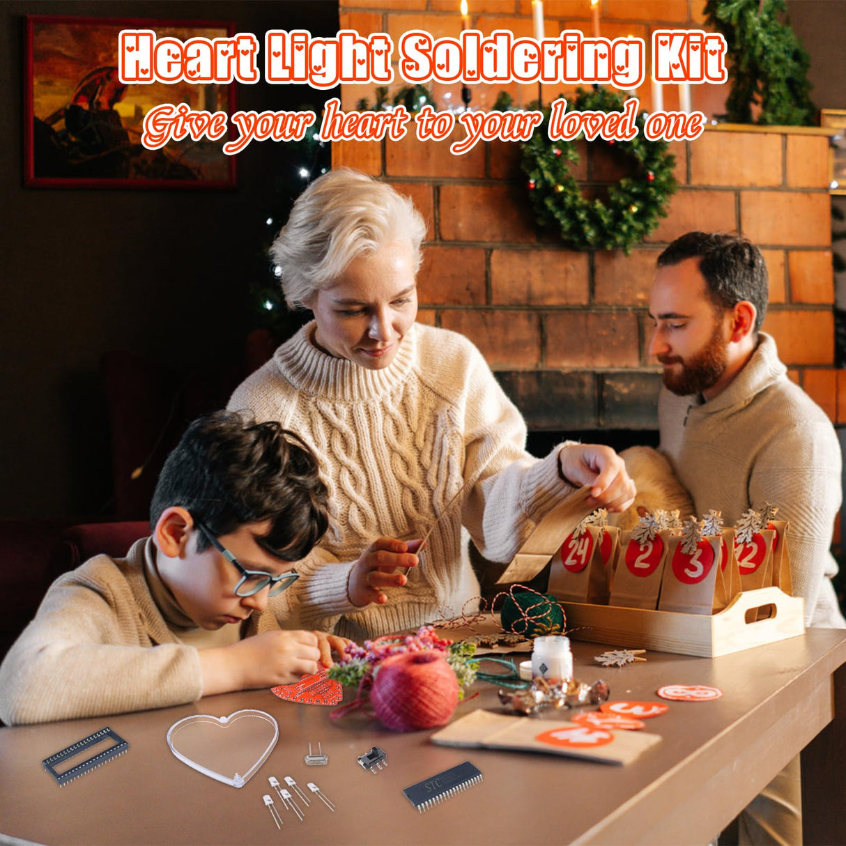 Soldering Practice Kit, ICSTATION Heart Shaped LED Light Soldering Project RGB LED DIY Electronic Kit for Beginners Diyers Student STEM Education and Valentine's Day Present for Your Lover IS