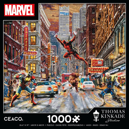 Ceaco - Thomas Kinkade - Marvel - Deadpool - Snow Day - 1000 Piece Jigsaw Puzzle