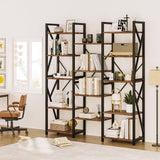 GAOMON 70.8” Triple Wide Rustic Brown 5-Tier Industrial Bookshelf with 14 Open Shelves GAOMON
