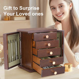 Kendal Wooden Jewelry Box for Women, Wooden Jewelry Organizer, 5-Layer Jewelry Organizer Box with Side Door, Jewelry Holder Organizer for Earrings, Necklaces, Rings Kendal
