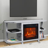COMEFFIE 48" TV Stand with 18" Electric Fireplace Heater, Modern TV Stand for TVs up to 55 Inch, Entertainment Media Stand with Open Shelves and Storage Cabinets for Living Room, Bedroom (Grey) COMEFFIE