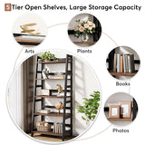 Tribesigns 5-Tier Bookshelf Industrial Bookcase, 5 Shelf Ladder Shelf Book Storage Shelf Organizer for Living Room, Home Office Tribesigns
