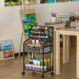 Small Rolling Utility Cart with Drawer, Metal Craft Storage Cart with Lockable Wheel, Versatile Art Organizer with 6 Tiers & Removable Dividers for Drawing Room, Store Paint & Artifact, Patent Pending Jakyitvi