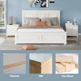 OYUMOENTS King Size Bed Frame Farmhouse Style, Tall Headboard King Bed Frame with Footboard, Pinewood Antique Beds, Farmhouse Style, Noise-Free, No Box Spring Needed, White OYUMOENTS