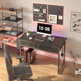 DLisiting Computer Desk with Fabric Drawers for Home Office Bedroom, 40 Inch Small Gaming Desk with 2 Drawers, Study Writing Table PC Desks, Black DLisiting