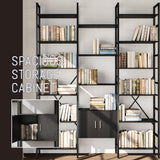 astimey 70x78 “ Triple 6 Tier Book Shelf, Industrial Large Bookcase with Storage Cabinet, Tall Bookshelf with 16 Open Display Shelves Metal Frame Furniture for Living Room Bedroom Home Office Black astimey