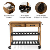 Crosley Furniture Roots Rack Industrial Rolling Kitchen Cart, Natural Crosley Furniture