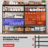 REIBII 73''W Storage Shelves Load 1650 LBS Metal Shelving 5-Tier Wire Shelving Unit for Storage Rack Adjustable Heavy Duty Metal Shelves for Pantry Kitchen Garage, 17.7" D x 73" W x 71" H REIBII