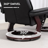 HOMCOM Recliner Chair with Ottoman, PU Leather Swivel Recliner with Comfy Footrest, Upholstered Adjustable Living Room Chair and Ottoman Set, Black HOMCOM