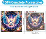 MOMDEDP 5D Angel Diamond Painting Kits for Adults, Angel Wings Flowers Diamond Art Kit for Beginners, Angel Paws DIY Full Round Diamond Art Craft Kits for Adult for Wall Decor 12x12 Inch MOMDEDP