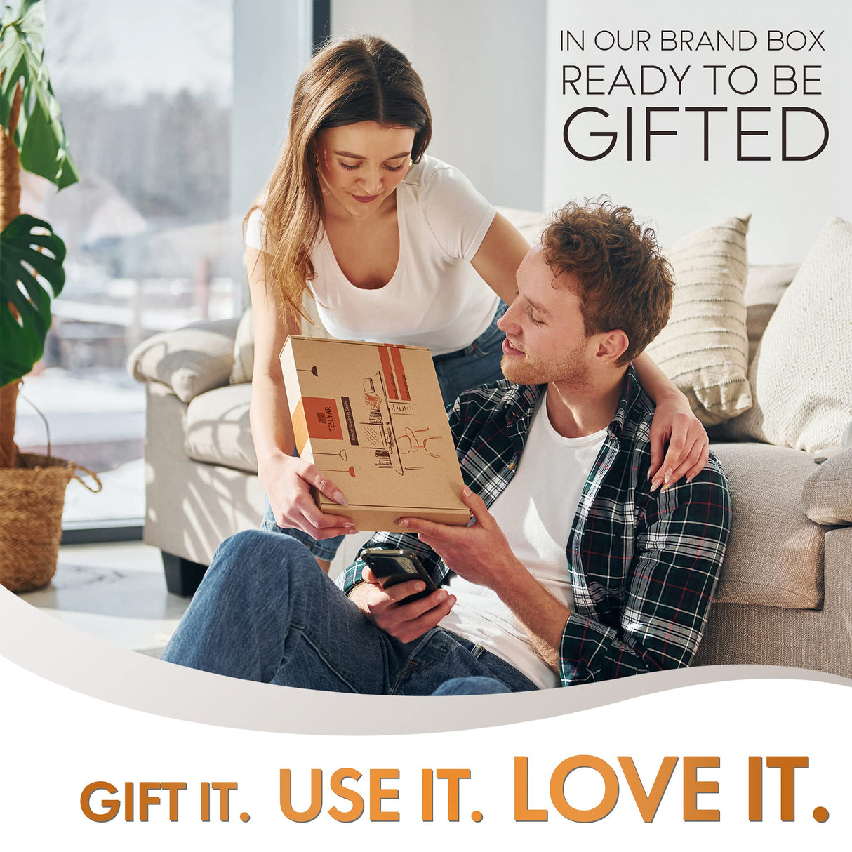 TESLYAR Wood Phone Docking Station for Men - Desktop or Nightstand Organizer - Birthday gifts for Men or Dad - Anniversary Idea from Wife - Key Holders, for Wallet, Watch & Essentials (Chestnut Brown) TESLYAR