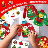 32 Sets Christmas DIY Art Craft Kits Christmas Ugly Sweaters Ornaments Art Sets Christmas Winter Stickers Arts and Crafts Bulk for Kids Snow Holiday Xmas Theme Classroom Activities Party Decorations Qyeahkj