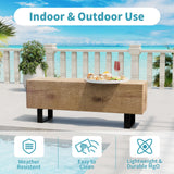 AQUILLA Modern Outdoor Bench, Faux Wooden Patio Bench, Concrete Backless Porch Bench Weatherproof, Anti-Rust Metal Legs Garden Benches for Entryway, Park, Yard (48",Light Brown) AQUILLA