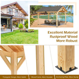 YOLENY Wood Gazebo, 12' x 15' Gazebo Hardtop Gazebo, Spruce Wood Solid Wood Gazebo, Waterproof Asphalt Roof, for Lawns, Beach, Patio, Garden, Yard, Easy Assembly YOLENY