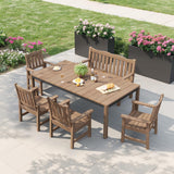 Outdoor Bench, 2-Person Poly Lumber Garden Bench, All-Weather Outside Bench with 800 lbs Weight Capacity, Never Rot or Fade, Looks Like Real Wood, Teak Stoog