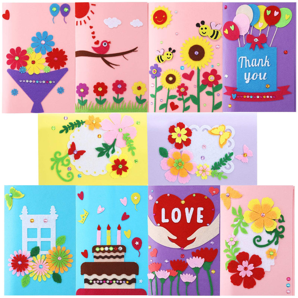 Zonon 10 Pcs Card Making Kit for Kids Valentine Card Making Greeting Card Making Kit for Present Girls Boys Birthday Classroom Thank You Thanksgiving Christmas Zonon