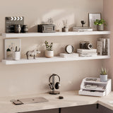 Ballucci Floating Shelves for Wall, 60" Wood Wall Shelf Set of 2, with Invisible Brackets for Bathroom, Living Room, Bedroom, Kitchen, Nursery, 8" Deep, White Ballucci