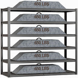 PMKES 64" Wide 6-Tier Garage Shelving Unit, 64" W x 24" D x 84" H, Heavy Duty Garage Storage Shelves,3900 LBS Capacity, Industrial Adjustable Shelves for Basement Warehouse PMKES