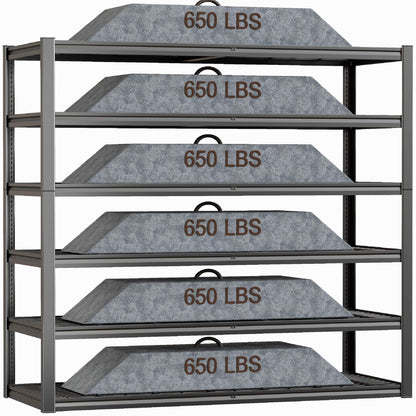 PMKES 6 Tier Garage Shelving Heavy Duty, 56" W Garage Storage Shelves, 3900LBS Capacity Adjustable Metal Shelves Units, 84" H Industrial Shelf, Garage Storage Shelving Unit, 56" W*84" H*24" D - WoodArtSupply