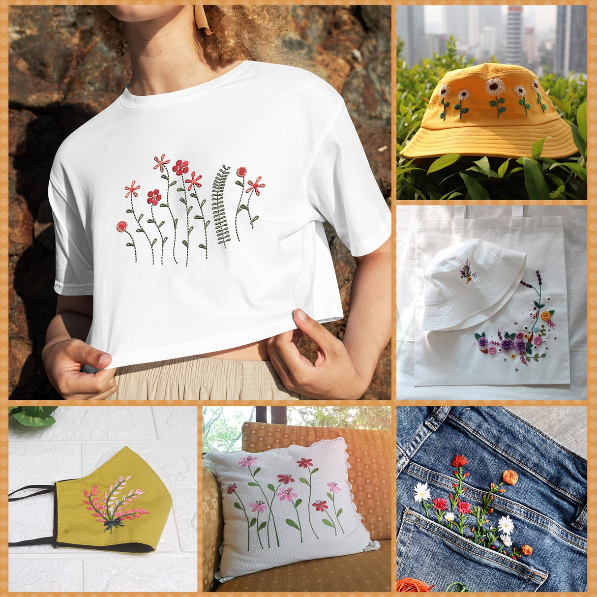 Water Soluble Embroidery Patterns Stabilizers - Rngmsi 3 Sheets Flower Stick and Stitch Embroidery Paper Wash Away 20Pcs Daisy Leaves Butterfly Embroidery Transfer Paper Stabilizers for Hand Sewing Rngmsi