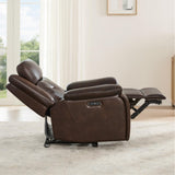 Watson & Whitely Genuine Leather Power Recliner Chair for Adults, Wall Hugger Recliner with Power Headrest, Cup Holders & Charging Ports, Electric Reclining Chairs for Living Room, RV, Dark Brown Watson & Whitely