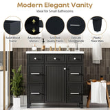 Mirightone 36" Bathroom Vanity with Sink, Bathroom Vanity 36 Inch with Sink, 36 Vanity with Sink for Bathroom, 36 in Restroom Vanity with Top, Soft Closing Door and 3 Drawers, No Faucet (Black) Mirightone
