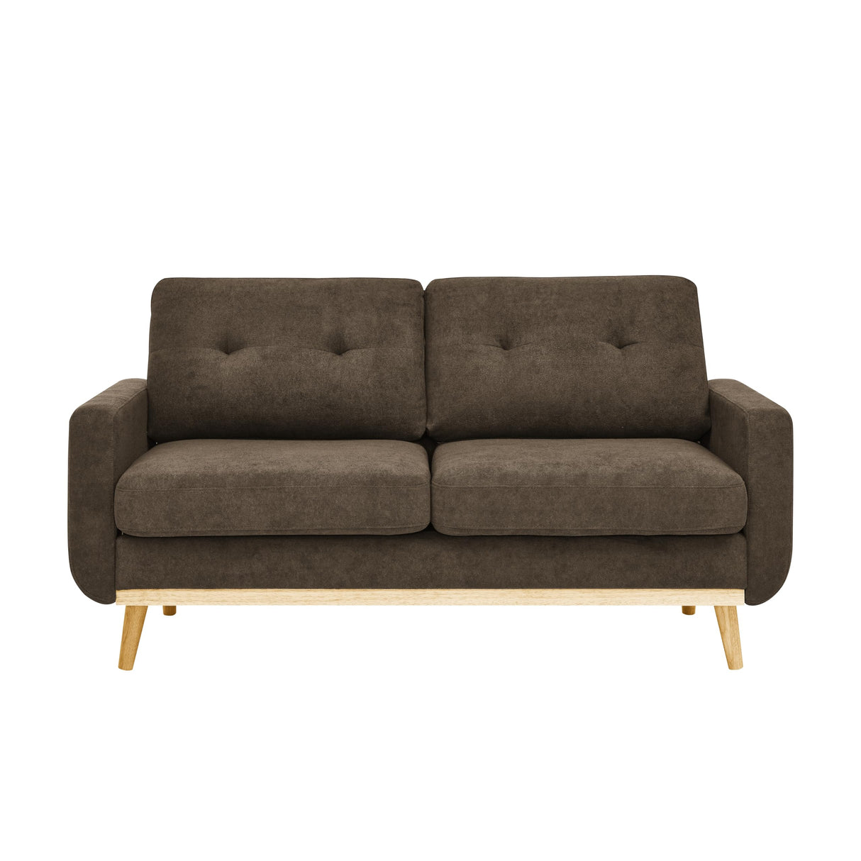 65" W Brown Loveseat Sofa, Mid Century Modern Love Seat Couches for Living Room, Button Tufted Upholstered Small Couch for Bedroom, Solid Wood Legs and Easy to Install Love Seats Furniture (Brown) Klwenas Maec