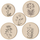 Qunclay 5 Pcs Wall Art Decor Wooden Living Room Wall Decor Bohemian Hanging Farmhouse Geometric 10'' and 8'' Aesthetic Wood Minimalist Posters for Bedroom(Floral) Qunclay