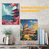 4 Pack City Landscape Paint by Numbers Kit for Adults Beginner with Frame,Paint by Number with Wooden Easel DIY Adult Paint by Number Kits for Home Decor 9x12inch ﻿ Kaixine