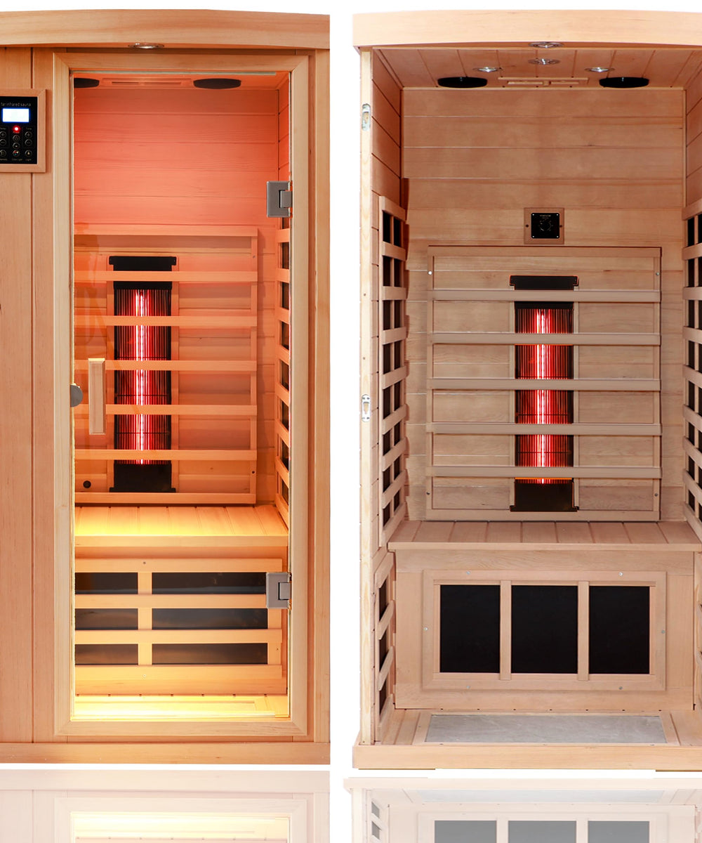 Kunsana Ceramic Infrared Sauna 1-Person Hemlock KM-901BH