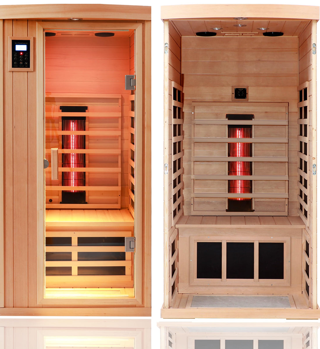 Kunsana Ceramic Infrared Sauna 1-Person Hemlock KM-901BH